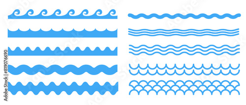 Wave ornament pattern. Waves line set. Set of wavy zigzag lines. Wave thin line background. Vector zigzag and wavy horizontal underline. Vector illustration