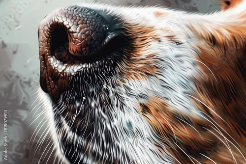 Close up of a dog's nose with a blurry background. Suitable for pet care and veterinary concepts