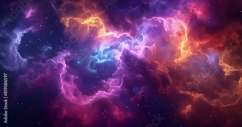 Colorful Nebula with Pink, Purple, and Blue Swirls in Outer Space, Ideal for Sci-Fi and Cosmic Themes