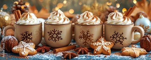Hot cocoa mugs, gingerbread cookies, and other winter treats, great for festive classroom rewards and activities
