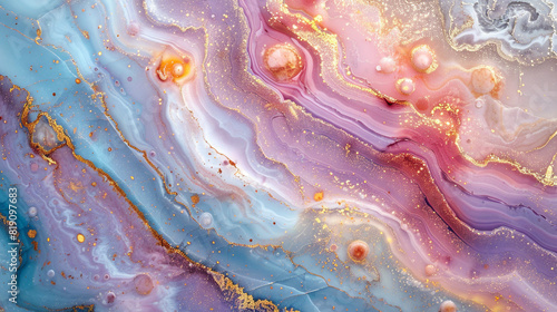 Whimsical marble painting with pastel and light colors.