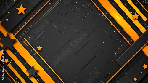 gold yellow stars and comet with sparkle speed motion line futuristic theme with copy space black background