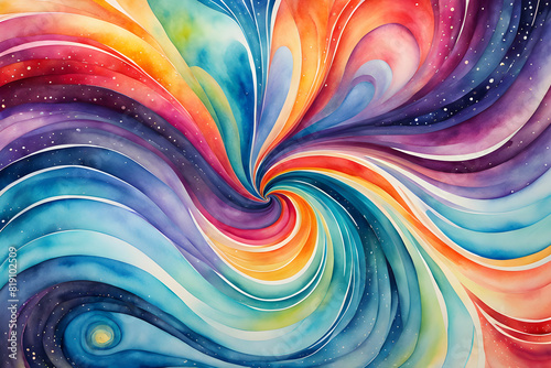 Watercolor swirl background blending seamless pattern central vortex