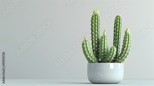 Elegant Minimalist Cactus Bloom in Monochromatic Potted Display for Home and Office Decor