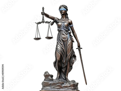  A statue of Lady Justice cut out transparent isolated on white background PNG file artwork graphic design.