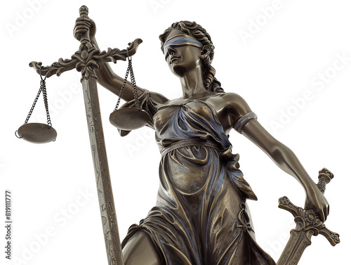  A statue of Lady Justice cut out transparent isolated on white background PNG file artwork graphic design.