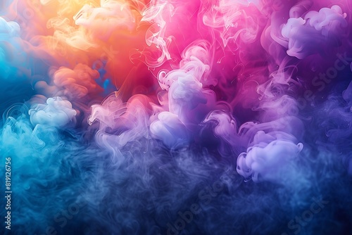 A close-up shot of colorful smoke bombs exploding in a rainbow spectrum, leaving an empty copyspace for your Pride message.