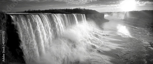 Humanity Heritage Day, Niagara Falls, USA Black white picture Ancient architecture, wonders of the world, national landmark, culture, architecture