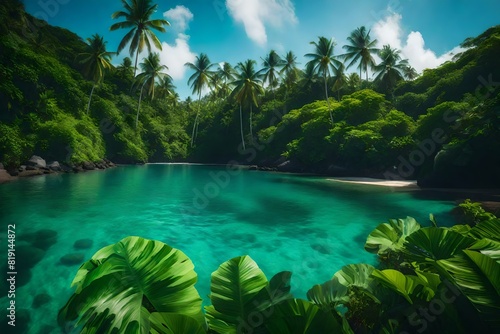 Go for a tropical island paradise with vibrant greens and blues.
