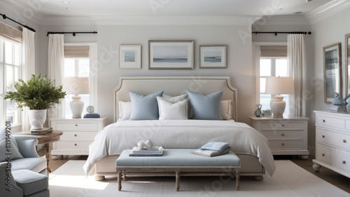 Classic Luxury coastal Hamptons Style Bedroom
