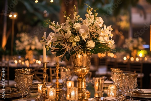 Showcase the intricate details of glamorous event decor and venue design