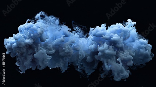 Blue smoke isolated on black background