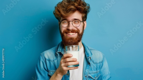 Man Enjoying a Fresh Milk Glass