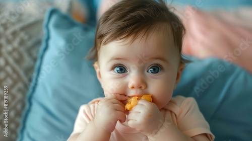 Infant tasting sour food for first time makes scrunched up disgusted face