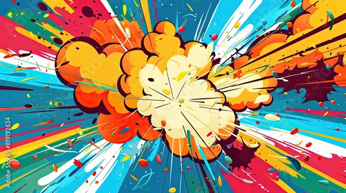 Explosion boom sunburst colorful anime manga graphics cartoon. Dynamic comic illustration colorful.