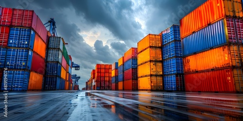 The Complexity of Global Trade Revealed Through a Large Stack of Containers in a Busy Yard. Concept Global Trade, Container Logistics, Supply Chain Complexity, International Commerce, Port Operations