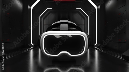 Virtual reality headset display flat design front view gaming theme 3D render Monochromatic Color Scheme