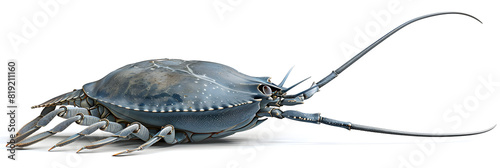 Detailed Illustration of a Horseshoe Crab (Xiphosura) in its Natural Marine Setting