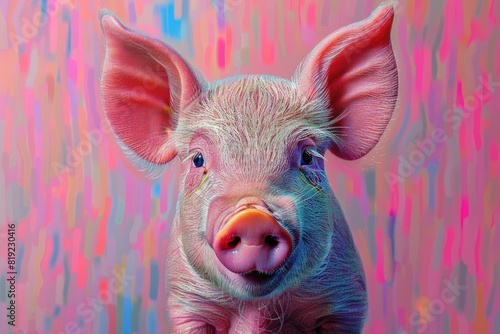 A pig with distinct pink nose and ears. Perfect for farm animal concepts