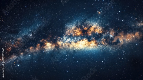 Milky Way visible on the Night Sky in Beautiful Blue and Golden Color