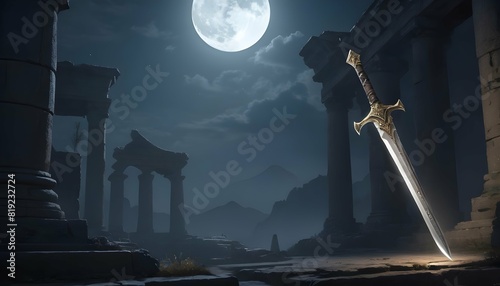 A guardians falchion glinting in the moonlight p upscaled_4