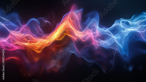 A colorful wave of light with orange and blue streaks
