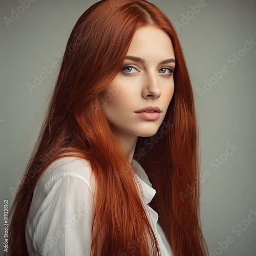 Frau mit lange Haare Portrait. Generative AI Technologie