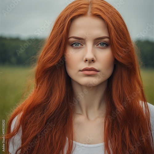 Frau mit lange Haare Portrait. Generative AI Technologie