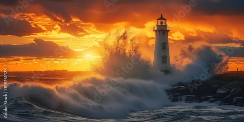 Power of Nature: Lighthouse Amidst Crashing Waves