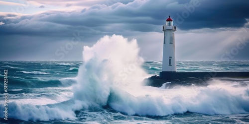 Beacon of Resilience: Lighthouse Confronting Waves