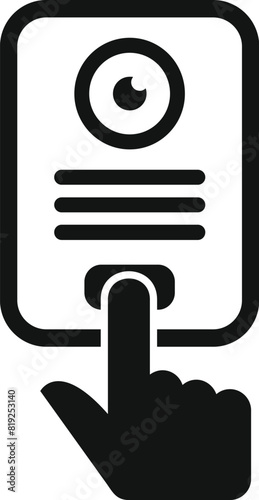 Graphic illustration of a finger pressing a power button, symbolizing activation or shutdown