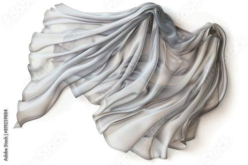 A piece of cloth draped on a white surface. Suitable for product presentation