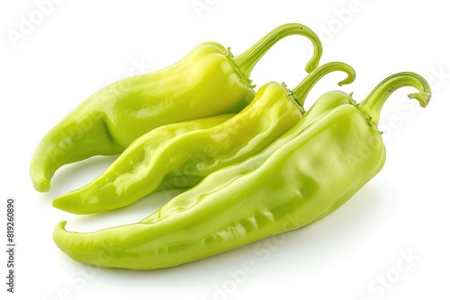 Peppers Green Pepper. Isolated Fresh Produce of Sweet Turkish Long Peppers