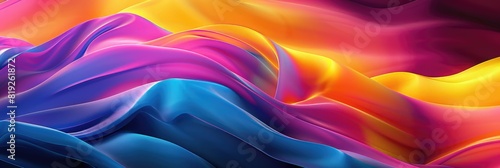 Wave Effect. Three-Dimensional Rendering of Colorful Gradient Lines with Chromatic Dispersion and