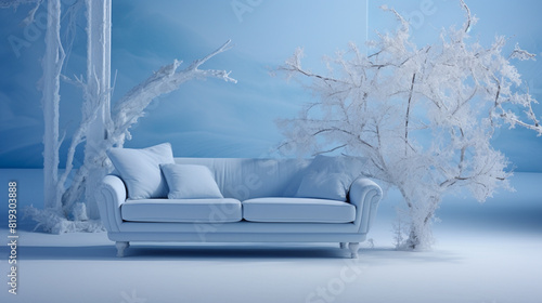 Cool, icy tones of arctic blue and frosty white evoke a sense of crispness and purity.