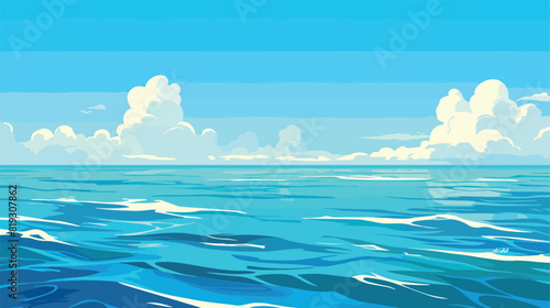 Vector Realistic cartoon vector empty blue ocean se