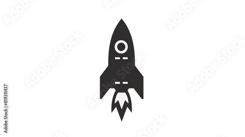 a black rocket with a fire