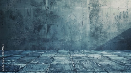 Empty concrete room with aged walls and floor tiles Industrial ambiance