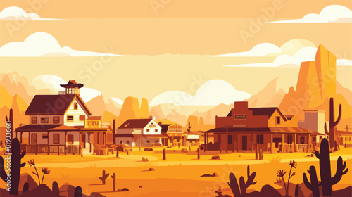 Western American town in desert landscape vector il