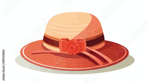 Woman floppy hat with wide brim decorated with ribb