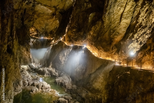 Inside Skocjan Cave in Slovenia, an amazing karst cave sculpted by the Reka River.