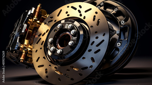 Close-Up View of a Car's Brake System: Featuring High-Performance Disc Brakes and Caliper Assembly for Superior Stopping Power and Safety