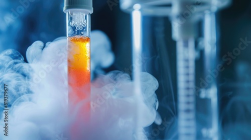 Test tube with egg donation puts in Liquid Nitrogen cryostorage