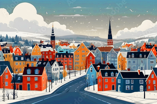 Sweet little homes and urban structures in the Nordic style.