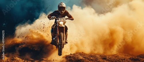 Rider on a cross-country enduro motorcycle go fast. Enduro racing . Drift. Motocross. Moto Sport. Enduro. Motorcycle. Bike.