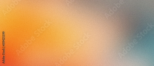 Orange teal beige yellow noisy color gradient background, grainy texture effect, poster banner header backdrop design