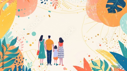 Stylish geometric design featuring reunion family icons, perfect for creating a modern backdrop to commemorate the reunion of loved ones with warmth, nostalgia, and the joy of reconnecting.