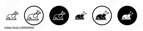 Turkey line icon set. whole rotisserie chicken symbol. roasted chicken meat line icon. grilled or fried chicken sign suitable for apps and websites UI designs.