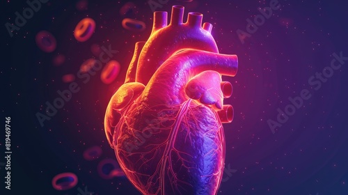 medical scientific concept background Human body heart function 3d illustration nubes anatomy cardiovascular cardiology system