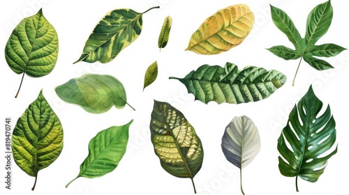 nature botanical leaves on isolated backgrounds